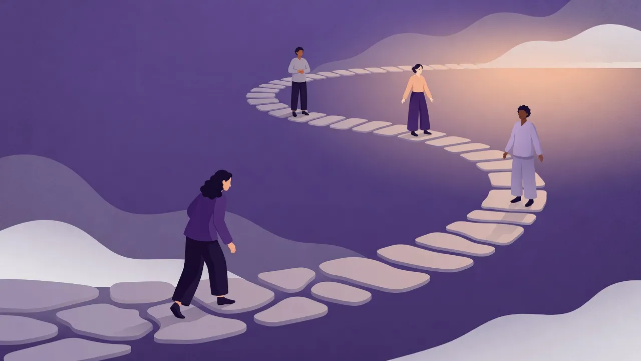 illustration of a new manager receiving a 360 feedback report and reflecting on peer perspectives