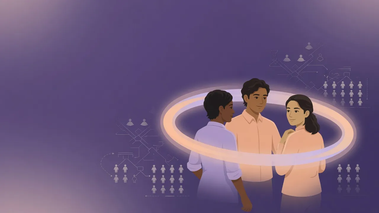 illustration of a small team using a lightweight performance review process suited to their scale