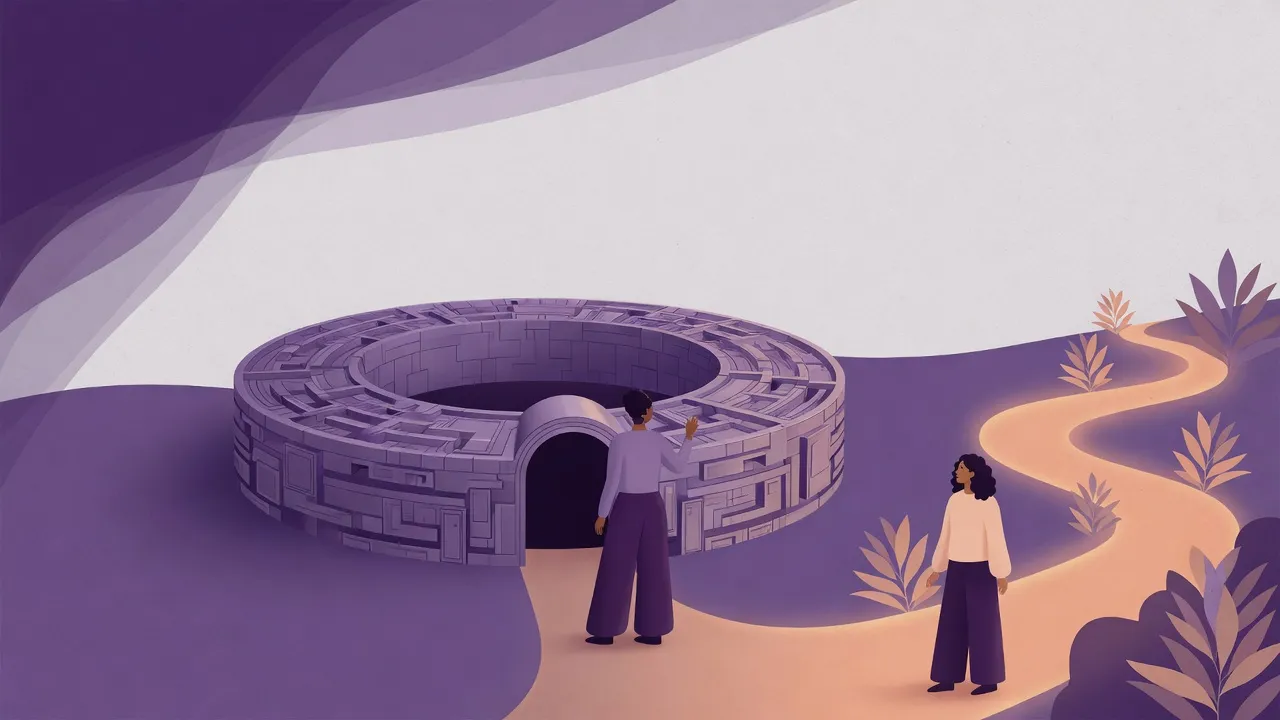 illustration of a paused 360 review cycle with a caution sign indicating the wrong conditions to run one
