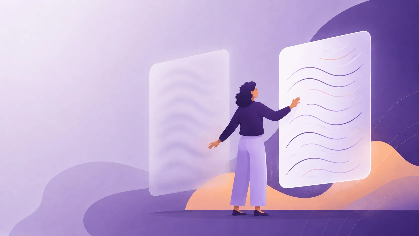 illustration of a blurred generic feedback note beside a sharp specific one
