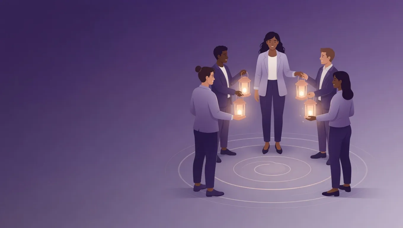 illustration of multi-directional feedback arrows forming a circle around a person